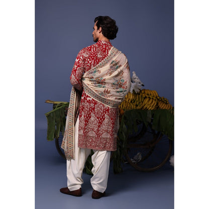 KALPRAAG Maroon Viscose Embroidered Kurta with Salwar and Dupatta