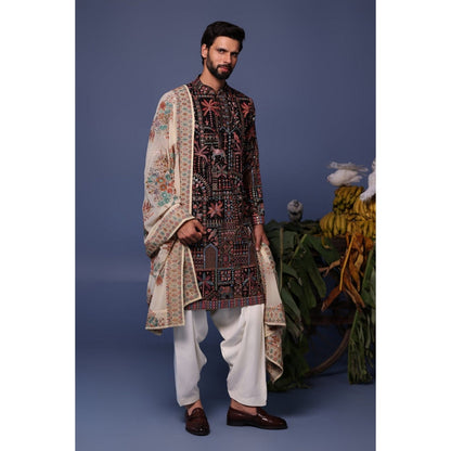 KALPRAAG Black Viscose Embroidered Kurta with Salwar and Dupatta