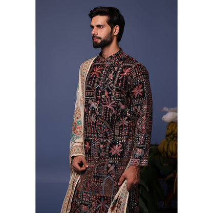 KALPRAAG Black Viscose Embroidered Kurta with Salwar and Dupatta