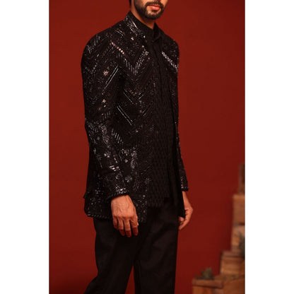 KALPRAAG Anmay Black Kurta and Pant with Coat