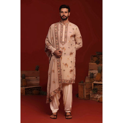 KALPRAAG Brija Beige Kurta with Patiala Pant and Dupatta