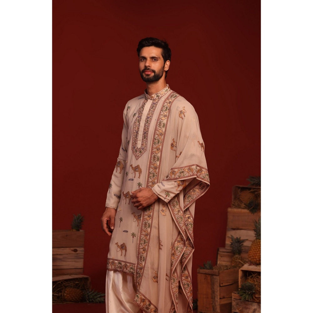 KALPRAAG Brija Beige Kurta with Patiala Pant and Dupatta