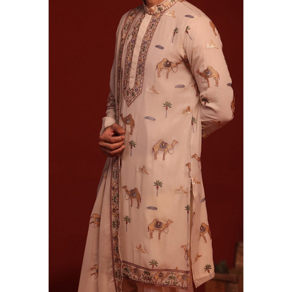 KALPRAAG Brija Beige Kurta with Patiala Pant and Dupatta