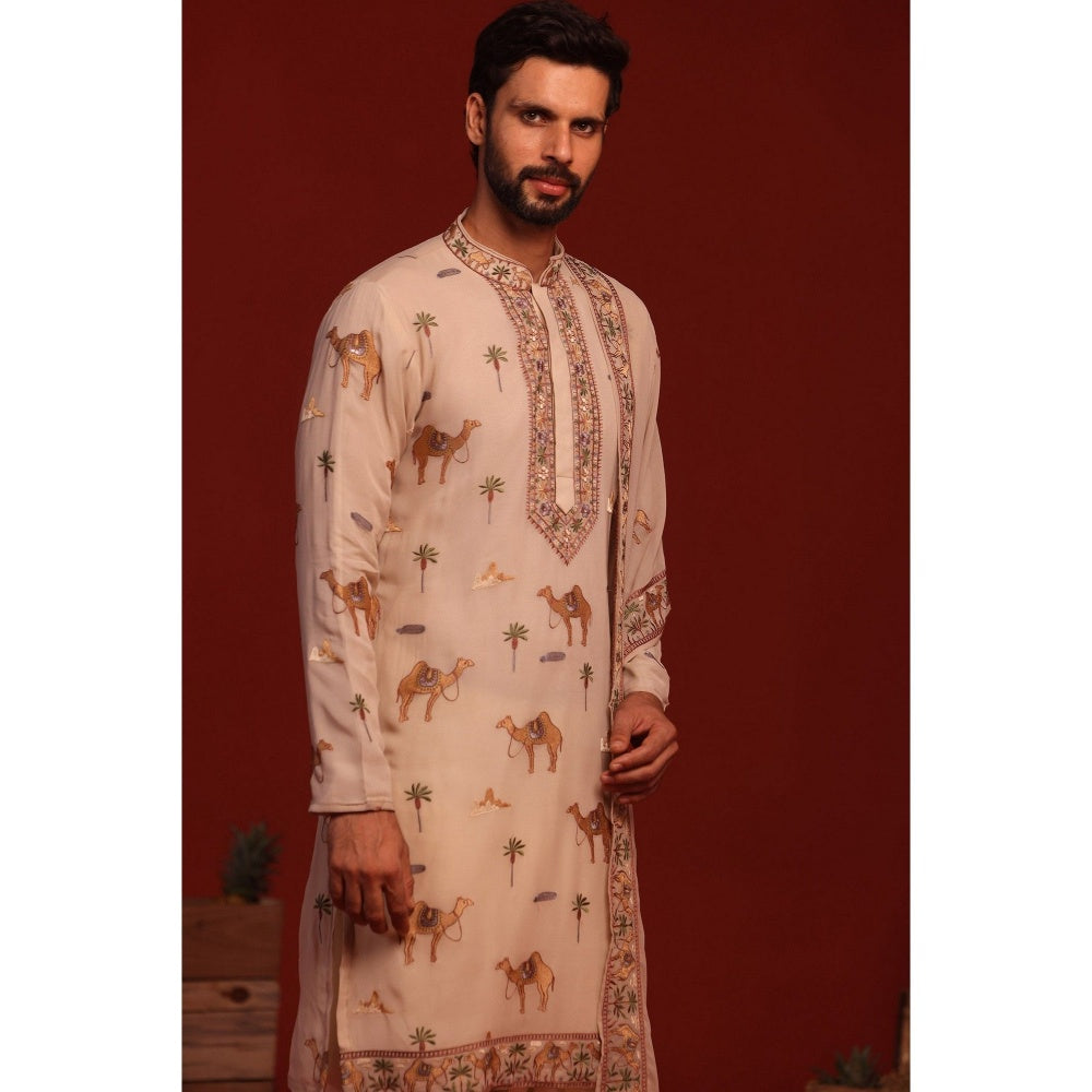 KALPRAAG Brija Beige Kurta with Patiala Pant and Dupatta