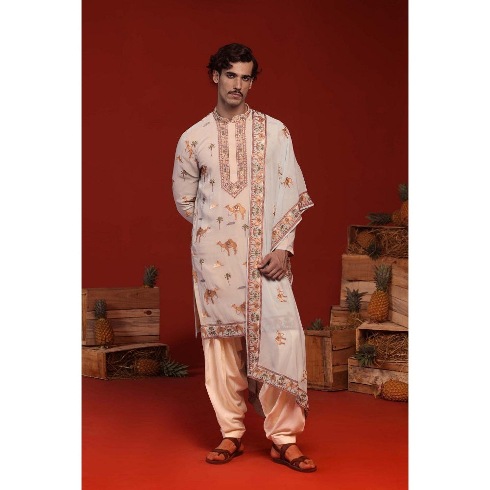 KALPRAAG Veerendra Light Blue Kurta with Patiala Pant and Dupatta