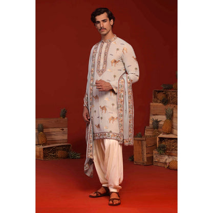 KALPRAAG Veerendra Light Blue Kurta with Patiala Pant and Dupatta
