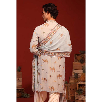 KALPRAAG Veerendra Light Blue Kurta with Patiala Pant and Dupatta
