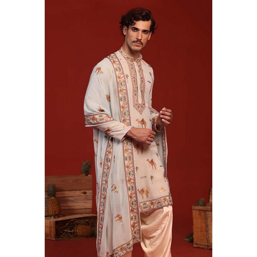 KALPRAAG Veerendra Light Blue Kurta with Patiala Pant and Dupatta
