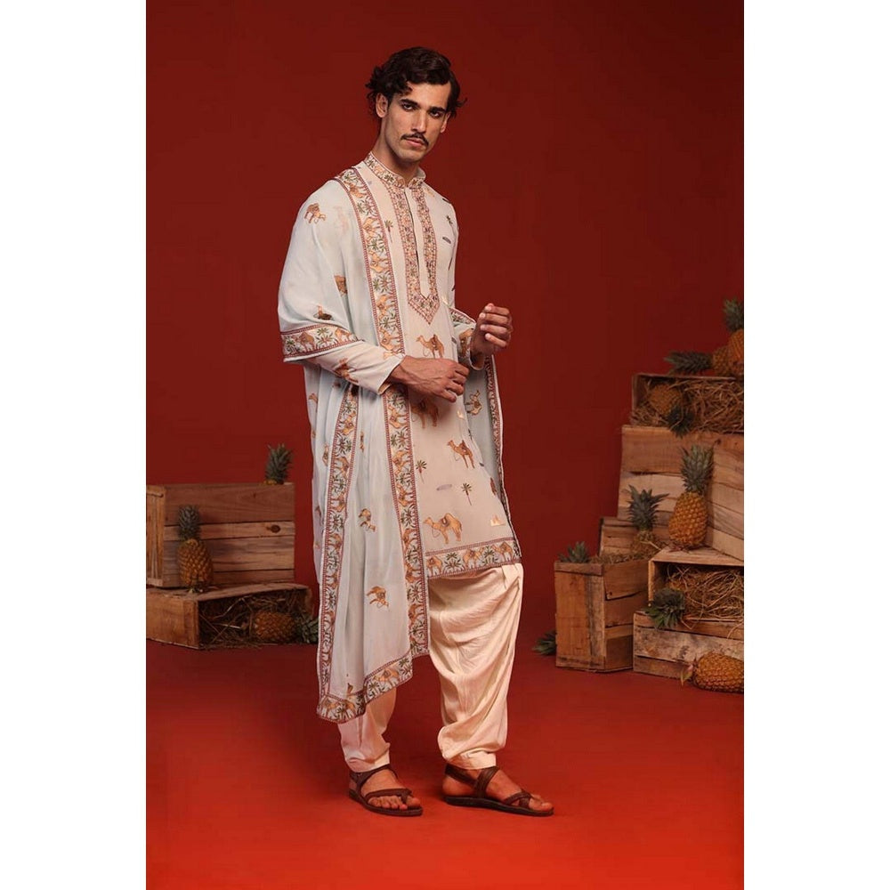 KALPRAAG Veerendra Light Blue Kurta with Patiala Pant and Dupatta