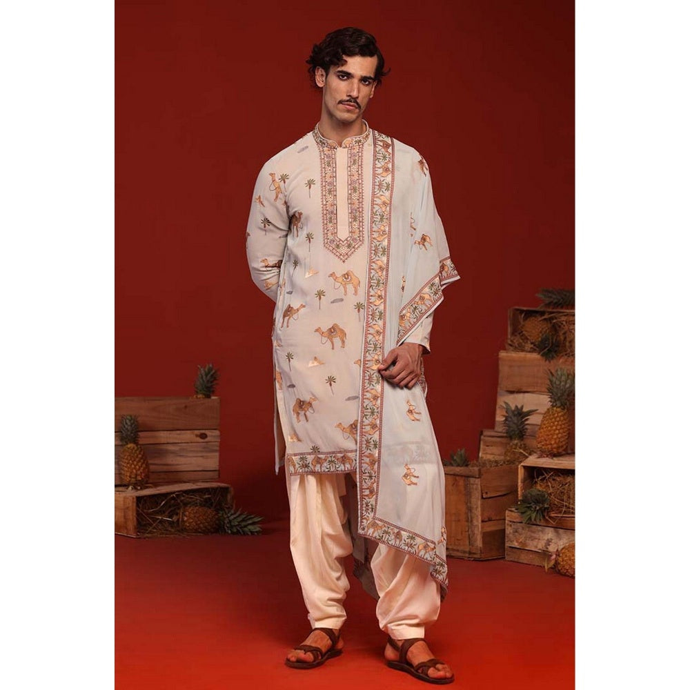 KALPRAAG Veerendra Light Blue Kurta with Patiala Pant and Dupatta