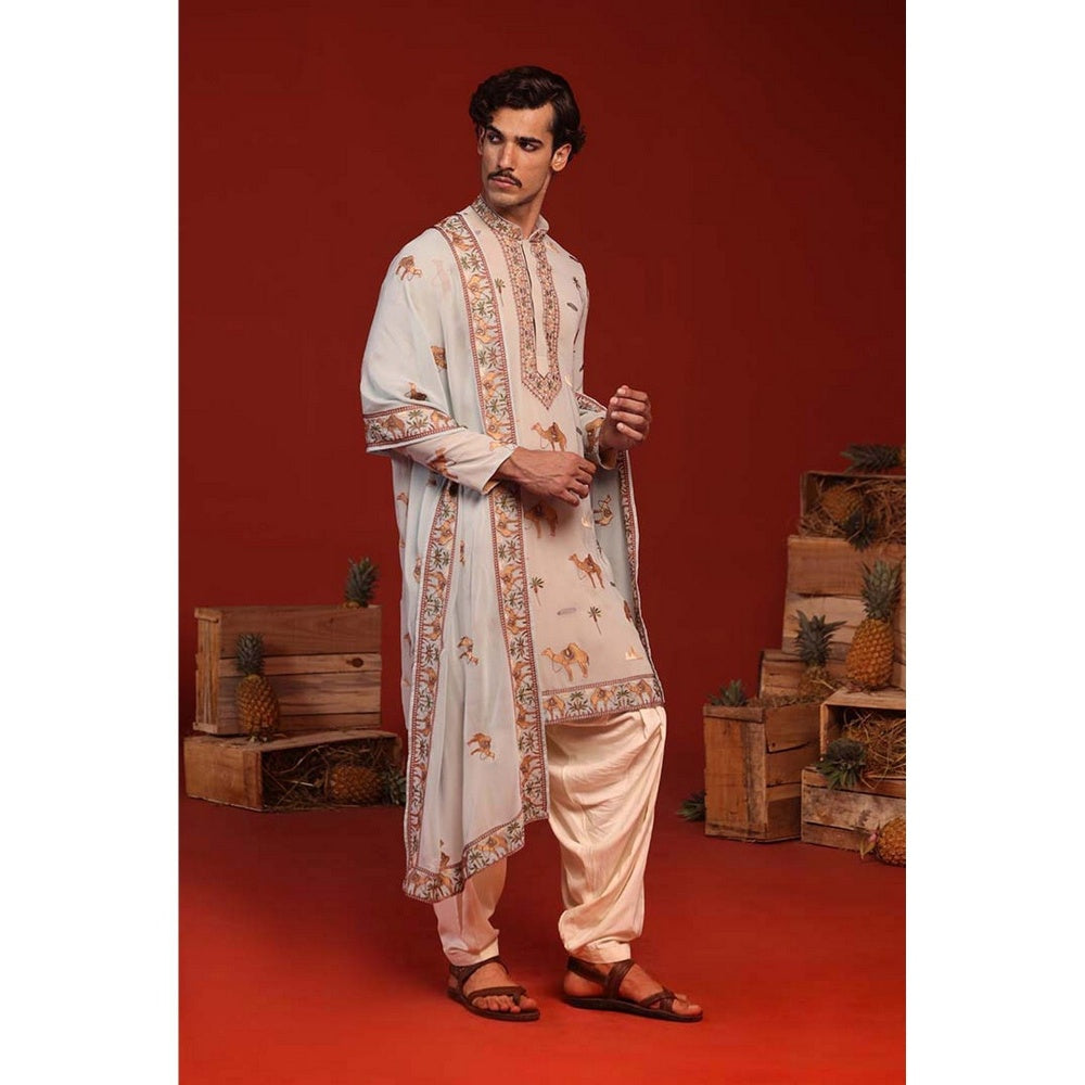 KALPRAAG Veerendra Light Blue Kurta with Patiala Pant and Dupatta