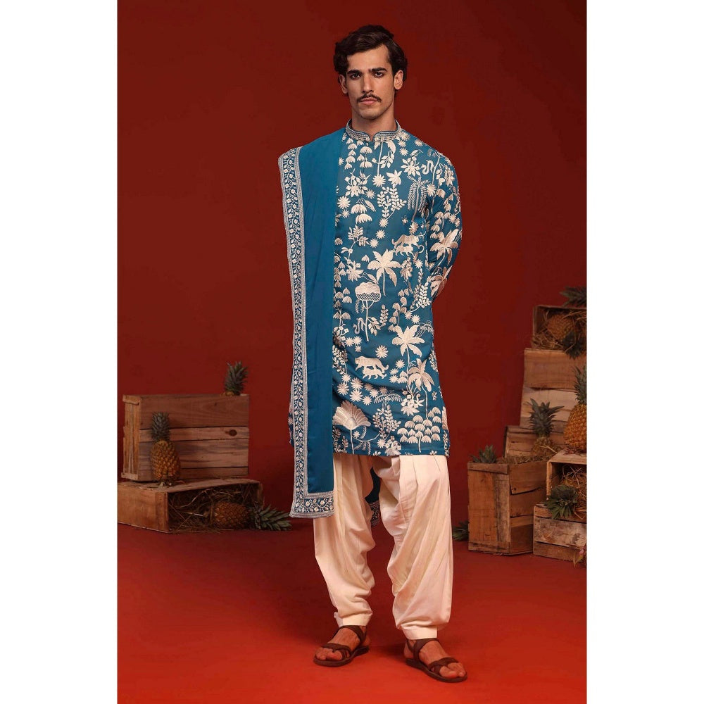 KALPRAAG Samar Teal Kurta with Patiala Pant and Dupatta