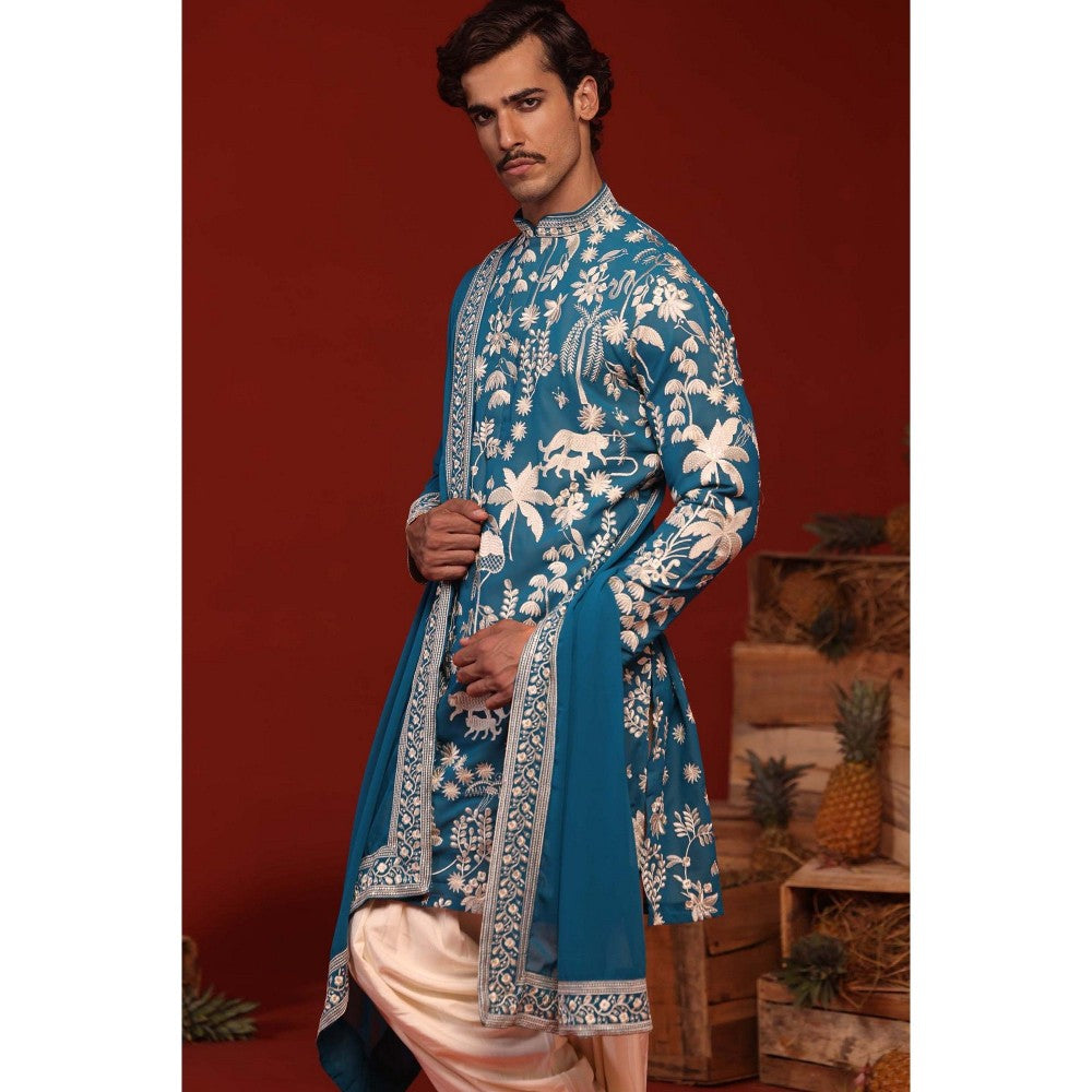 KALPRAAG Samar Teal Kurta with Patiala Pant and Dupatta