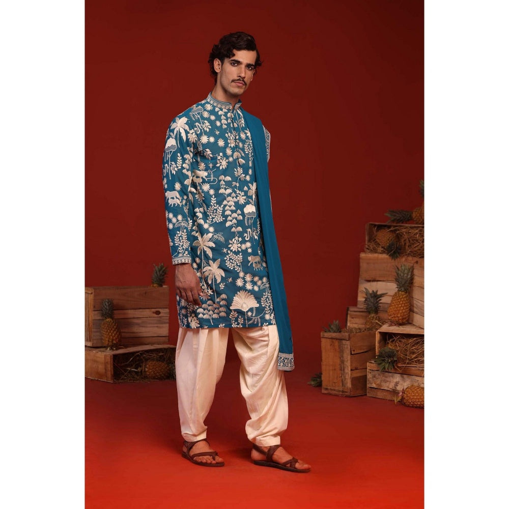 KALPRAAG Samar Teal Kurta with Patiala Pant and Dupatta