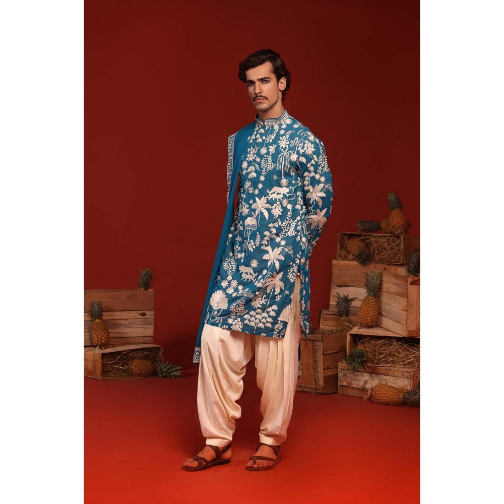 KALPRAAG Samar Teal Kurta with Patiala Pant and Dupatta