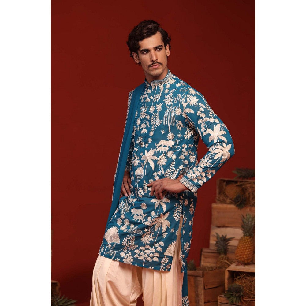 KALPRAAG Samar Teal Kurta with Patiala Pant and Dupatta