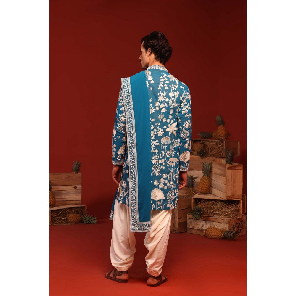 KALPRAAG Samar Teal Kurta with Patiala Pant and Dupatta