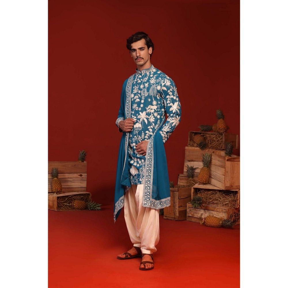 KALPRAAG Samar Teal Kurta with Patiala Pant and Dupatta