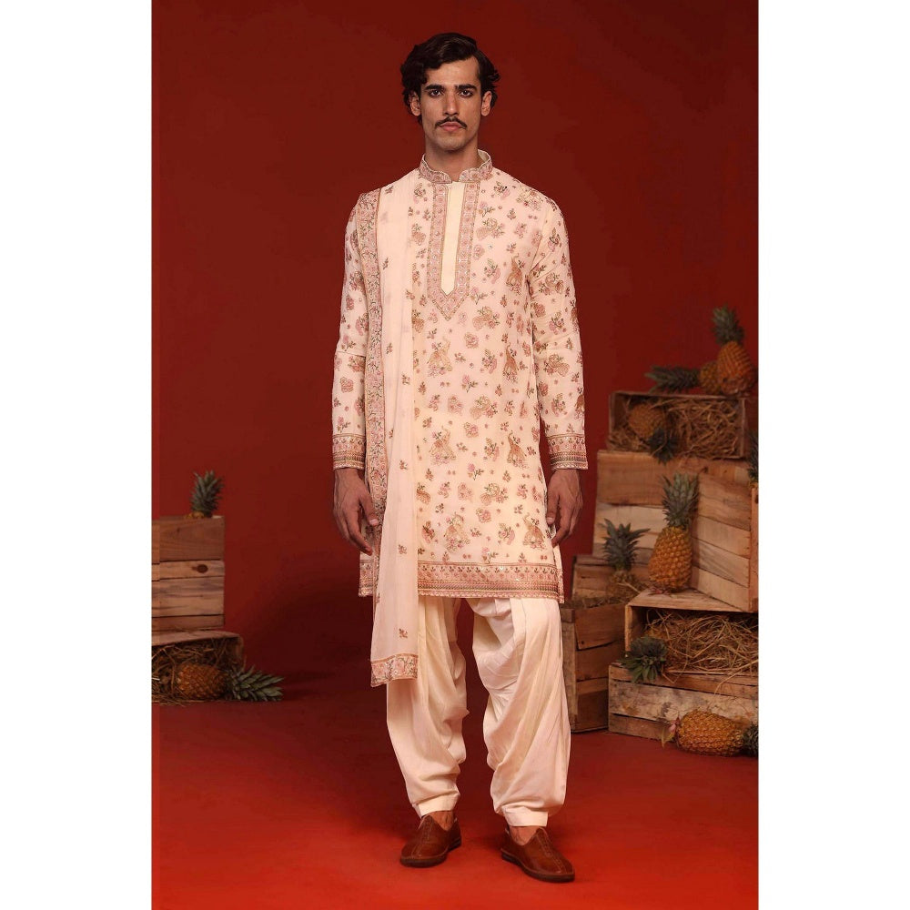 KALPRAAG Vatsal Ivory Kurta with Patiala Pant and Dupatta