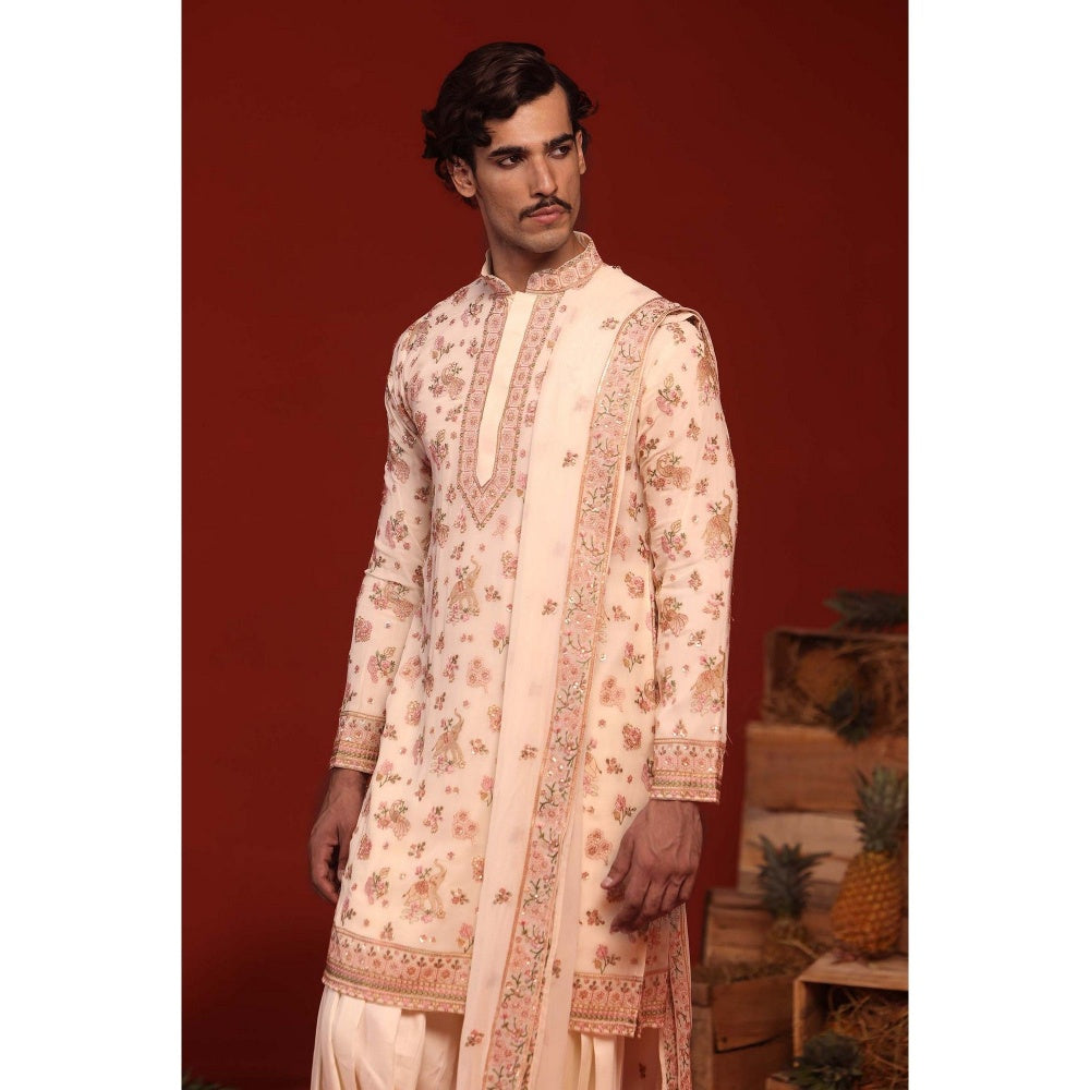 KALPRAAG Vatsal Ivory Kurta with Patiala Pant and Dupatta