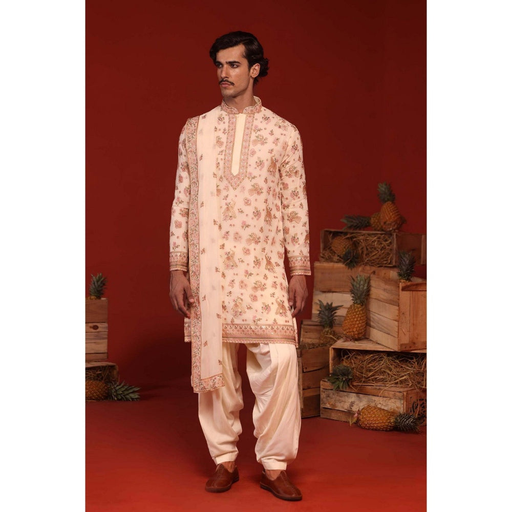 KALPRAAG Vatsal Ivory Kurta with Patiala Pant and Dupatta