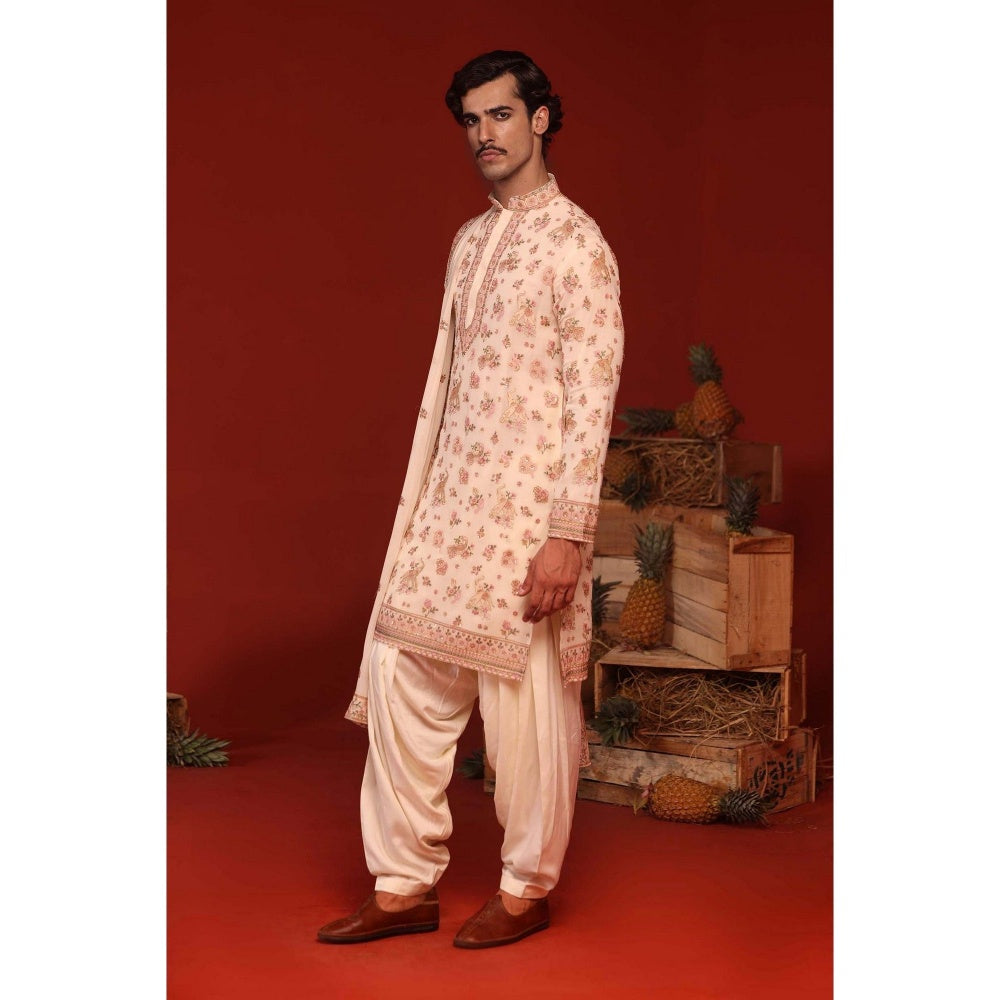 KALPRAAG Vatsal Ivory Kurta with Patiala Pant and Dupatta