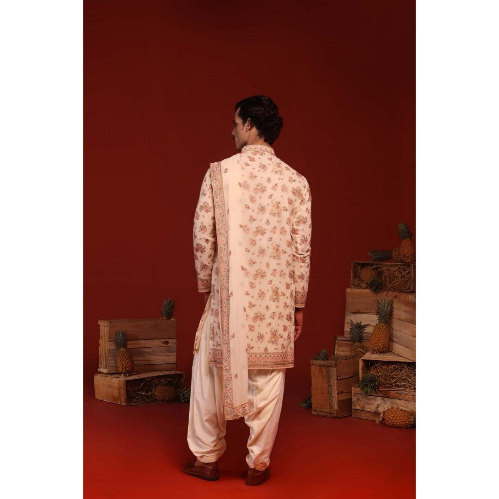 KALPRAAG Vatsal Ivory Kurta with Patiala Pant and Dupatta