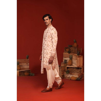KALPRAAG Vatsal Ivory Kurta with Patiala Pant and Dupatta