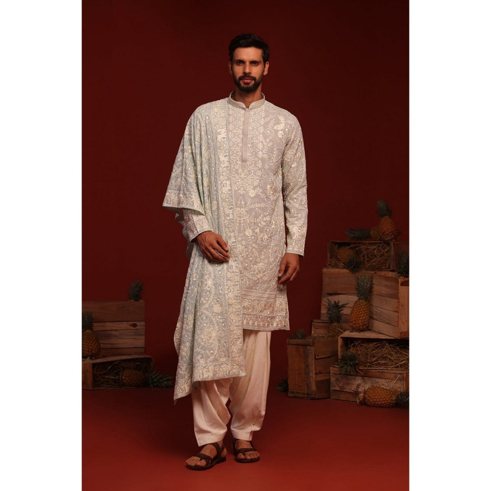 KALPRAAG Bhavik Light Blue Kurta with Patiala Pant and Dupatta