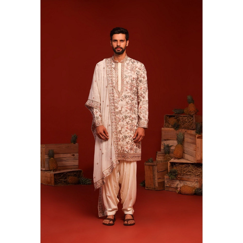 KALPRAAG Chinmay Ivory Kurta with Patiala Pant and Dupatta