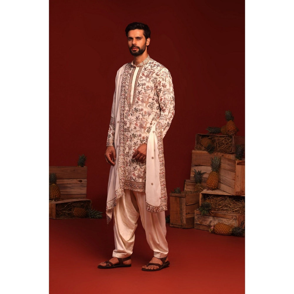 KALPRAAG Chinmay Ivory Kurta with Patiala Pant and Dupatta