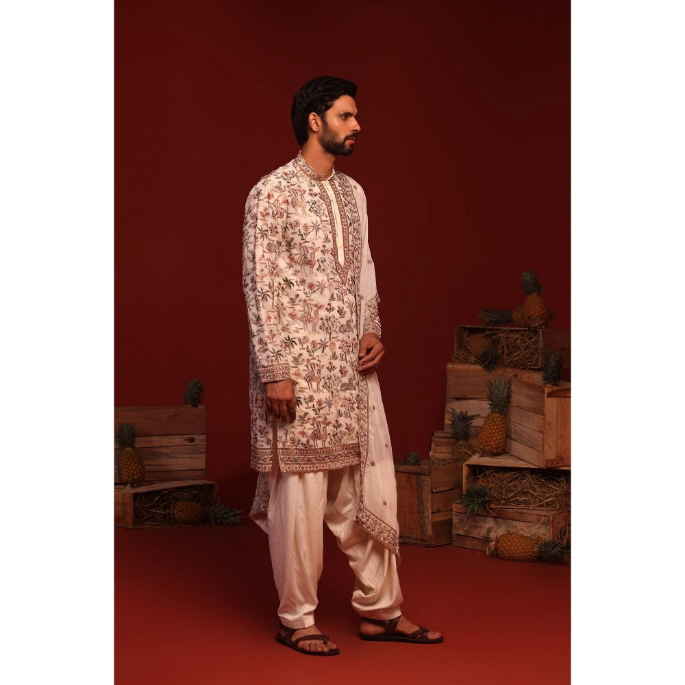 KALPRAAG Chinmay Ivory Kurta with Patiala Pant and Dupatta