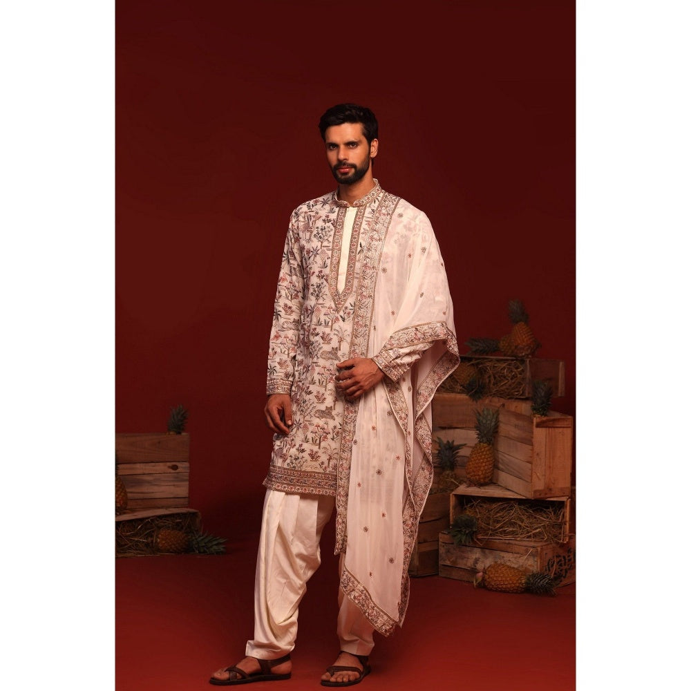 KALPRAAG Chinmay Ivory Kurta with Patiala Pant and Dupatta