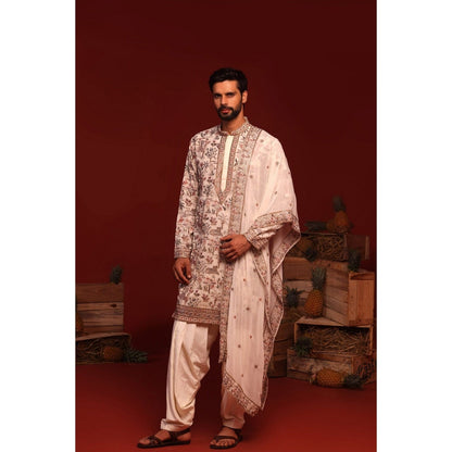 KALPRAAG Chinmay Ivory Kurta with Patiala Pant and Dupatta