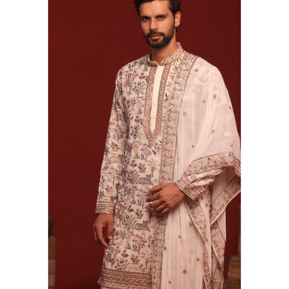 KALPRAAG Chinmay Ivory Kurta with Patiala Pant and Dupatta