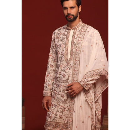KALPRAAG Chinmay Ivory Kurta with Patiala Pant and Dupatta