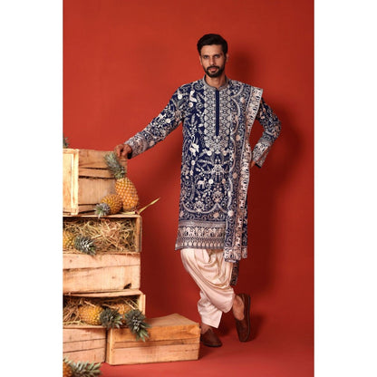KALPRAAG Charvik Royal Blue Kurta with Patiala Pant and Dupatta