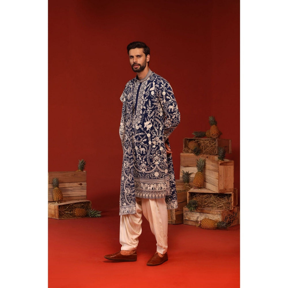 KALPRAAG Charvik Royal Blue Kurta with Patiala Pant and Dupatta