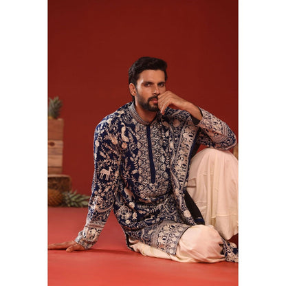 KALPRAAG Charvik Royal Blue Kurta with Patiala Pant and Dupatta