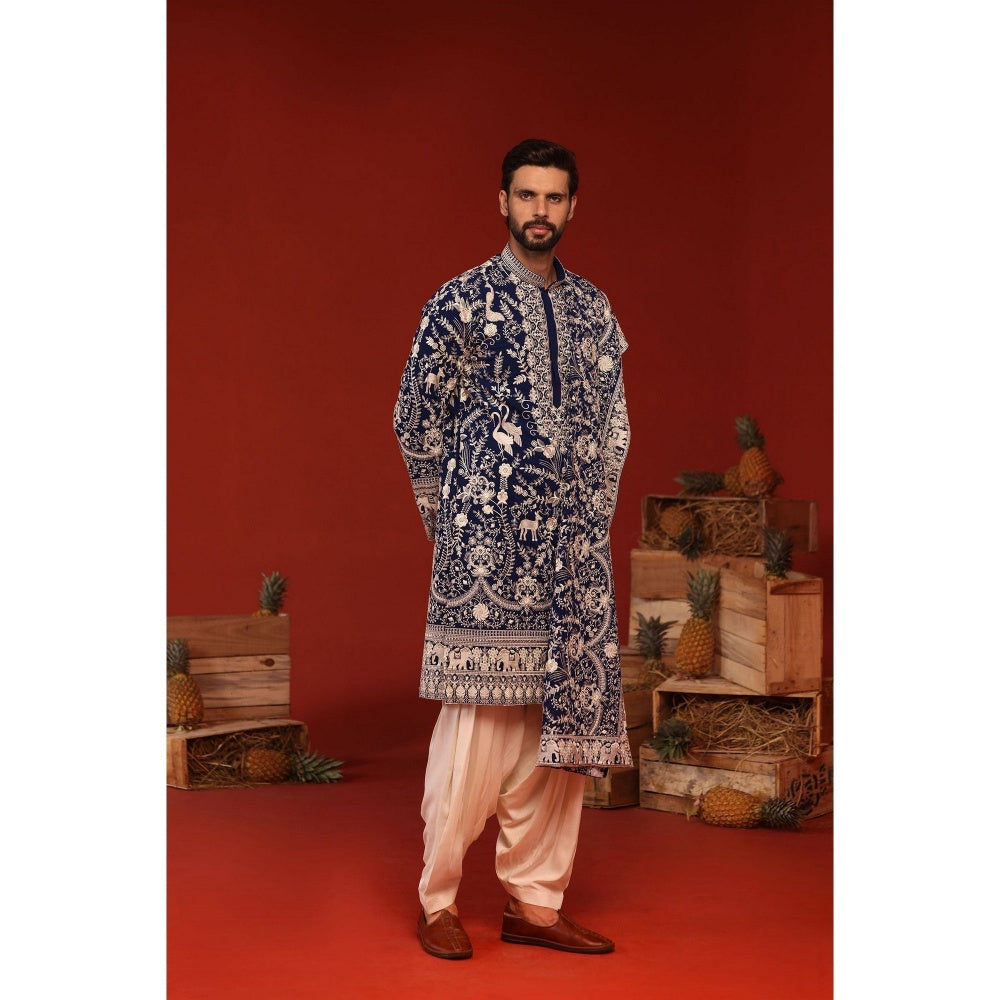KALPRAAG Charvik Royal Blue Kurta with Patiala Pant and Dupatta