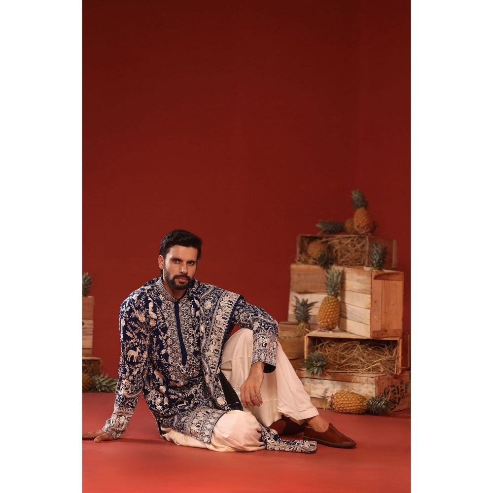 KALPRAAG Charvik Royal Blue Kurta with Patiala Pant and Dupatta