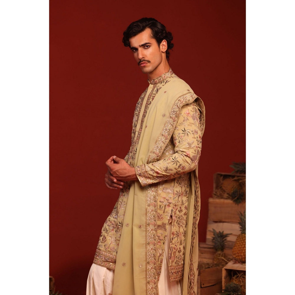 KALPRAAG Falak Mehandi Green Kurta with Patiala Pant and Dupatta