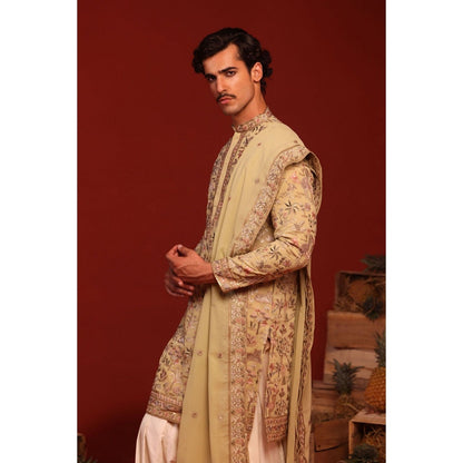 KALPRAAG Falak Mehandi Green Kurta with Patiala Pant and Dupatta