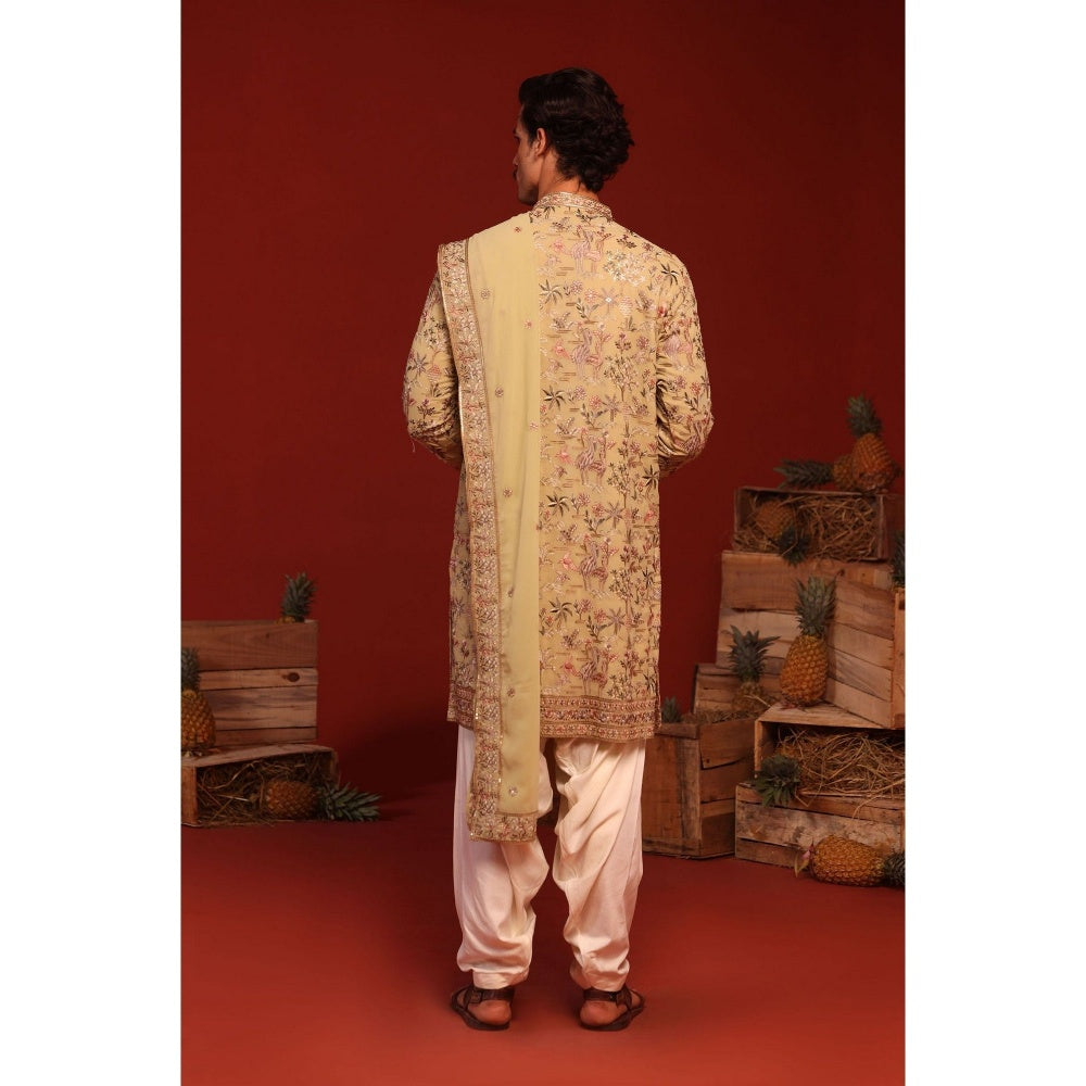 KALPRAAG Falak Mehandi Green Kurta with Patiala Pant and Dupatta