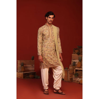 KALPRAAG Falak Mehandi Green Kurta with Patiala Pant and Dupatta