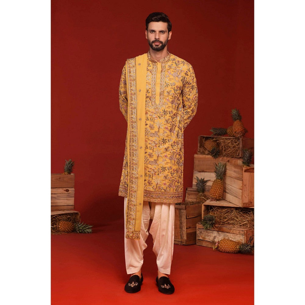 KALPRAAG Vardhan Haldi Yellow Kurta with Patiala Pant and Dupatta