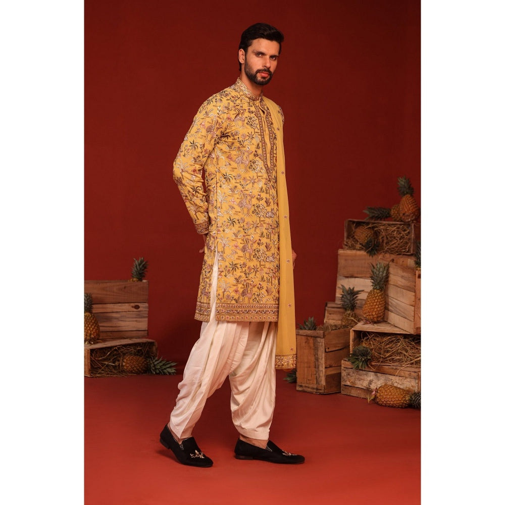KALPRAAG Vardhan Haldi Yellow Kurta with Patiala Pant and Dupatta