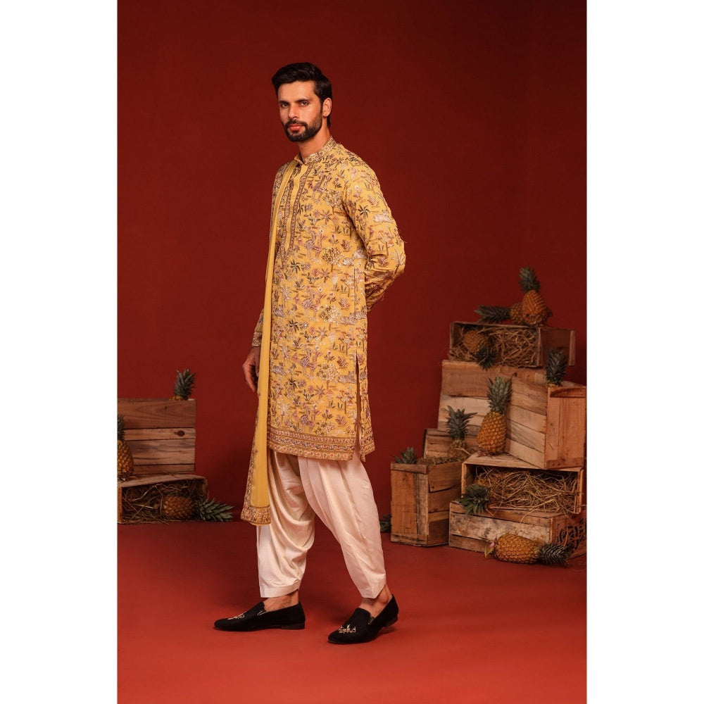 KALPRAAG Vardhan Haldi Yellow Kurta with Patiala Pant and Dupatta