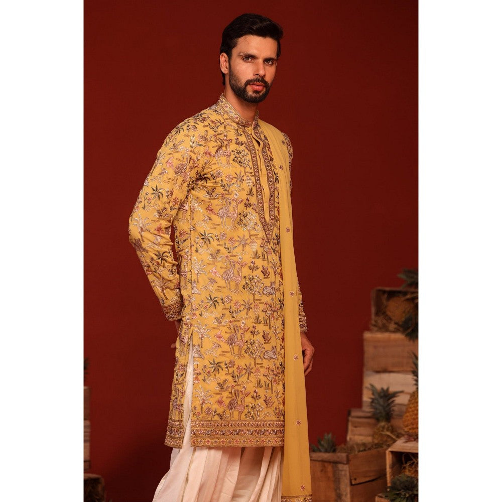KALPRAAG Vardhan Haldi Yellow Kurta with Patiala Pant and Dupatta