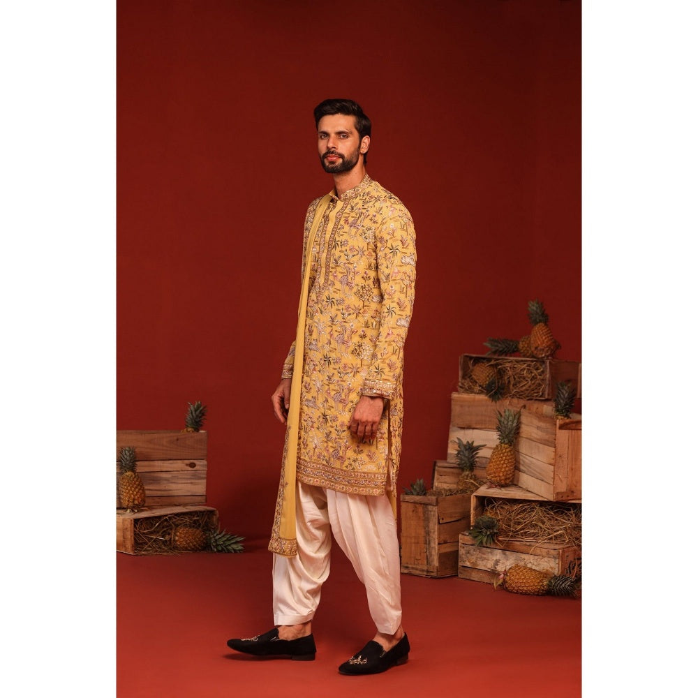 KALPRAAG Vardhan Haldi Yellow Kurta with Patiala Pant and Dupatta